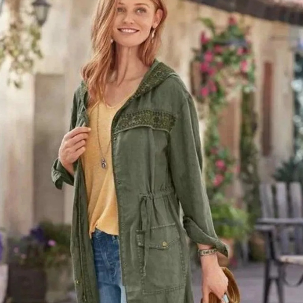 Sundance Green Utility Jacket With Drawstring Waist